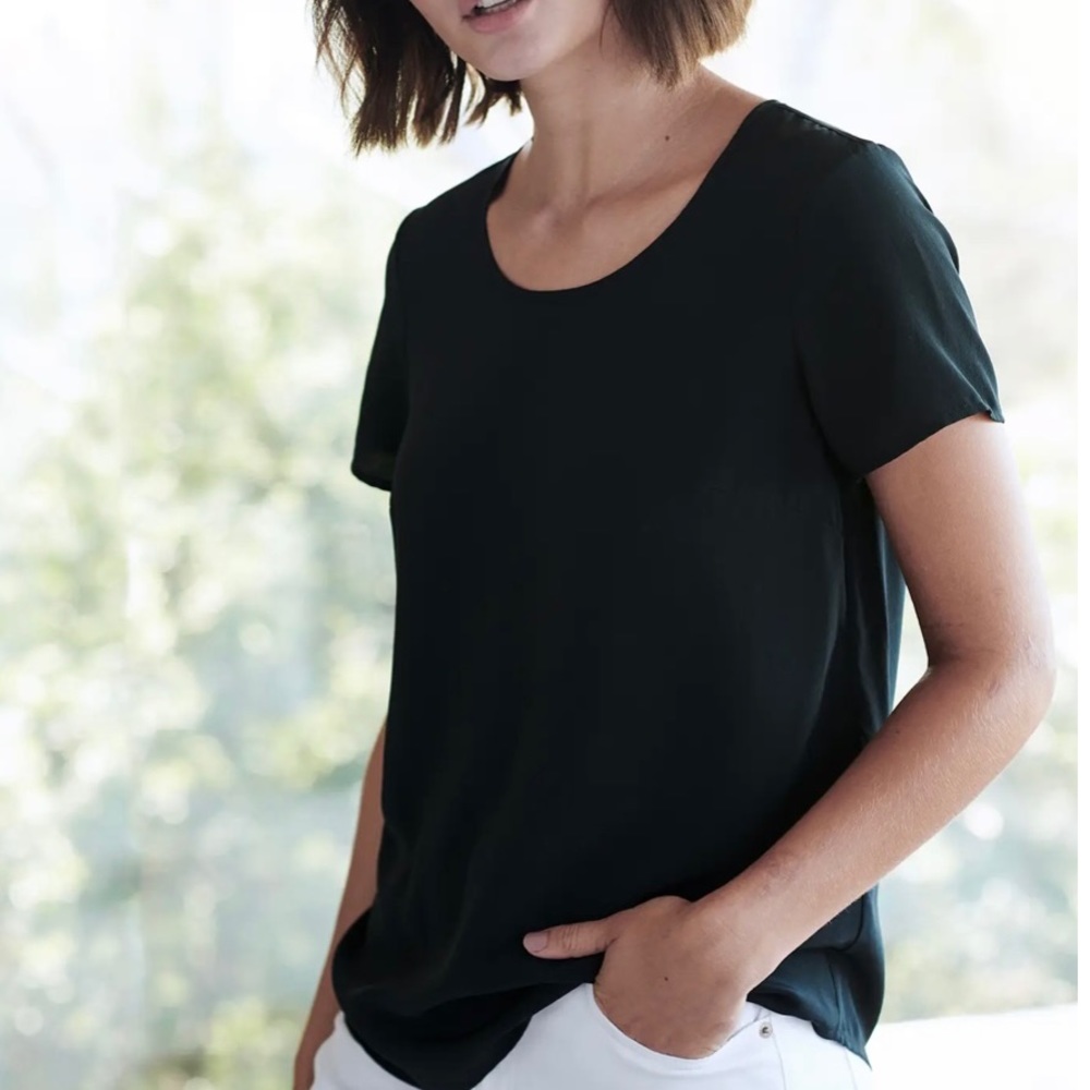 Black Quince Washable Silk Tee SMALL